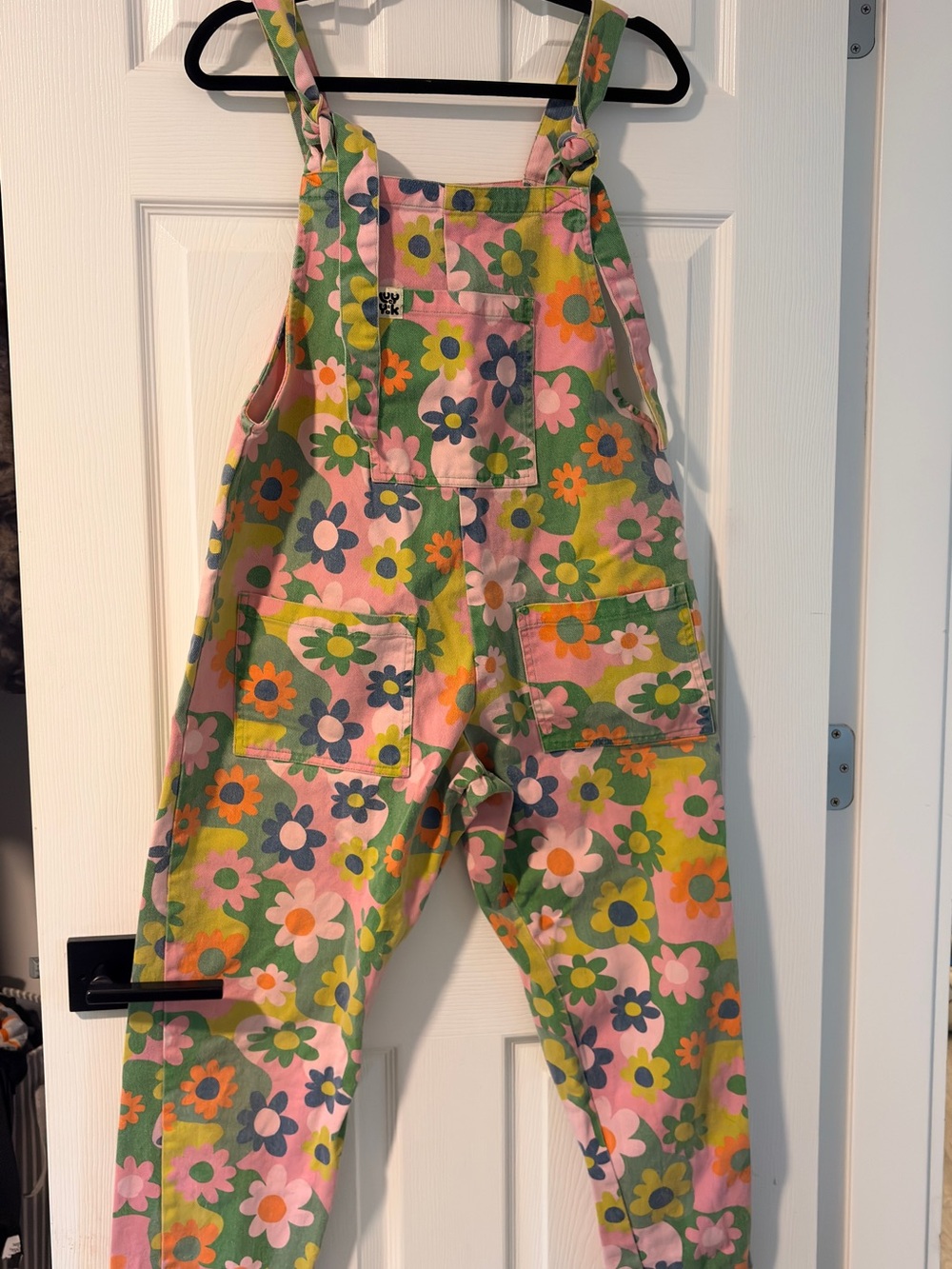 Lucy & Yak Pink Floral Cotton Overalls with Green Accents